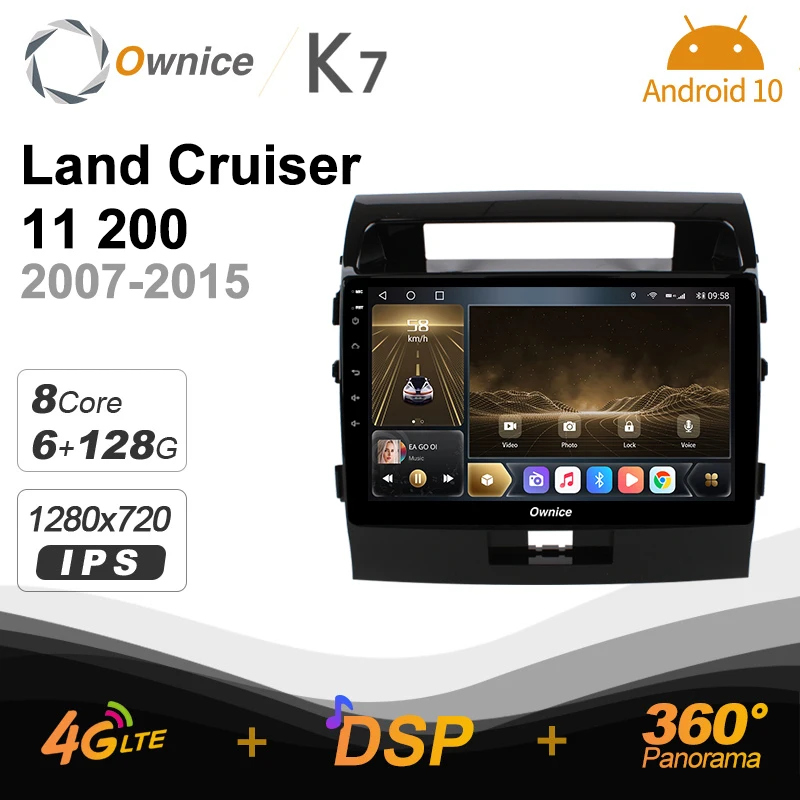 Ownice 6G+128G Android 10.0 Car Radio For Toyota Land Cruiser 11 200 2007 - 2015 Multimedia 4G LTE GPS Navi 360 BT 5.0 Carplay | Автомобили