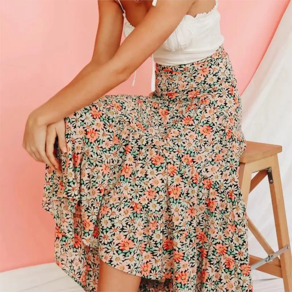 boho floral maxi skirt