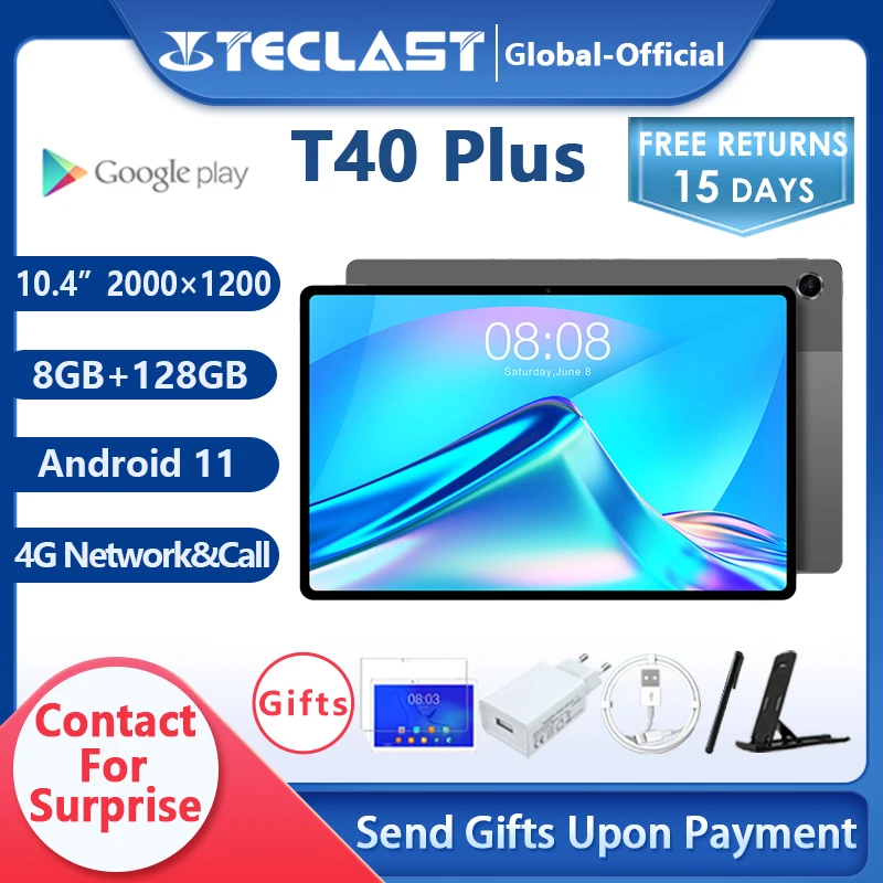 Teclast T40 Plus планшет экран 10 4 дюймов 8 Гб ОЗУ 128 ПЗУ Восьмиядерный Android 11 | Компьютеры и