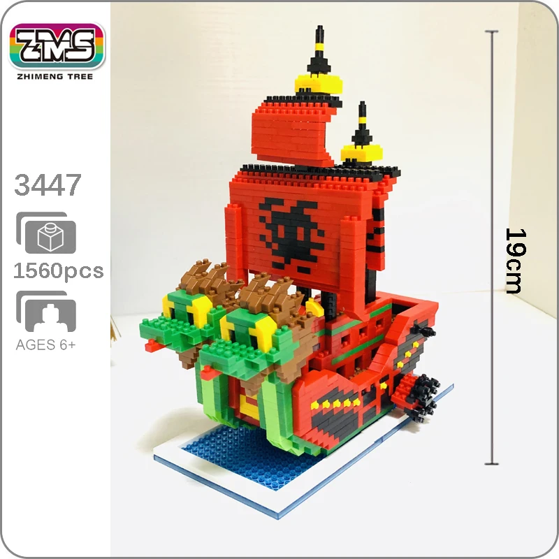 

ZMS Pirates Ship One Piece Hancock Nine Snake Boat Building Blocks 3D Model Mini Diamond DIY Bricks Toy for Children Boys Gifts
