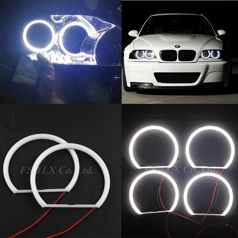 Ультра яркий 4*131 мм 3014 SMD СВЕТОДИОДНЫЙ ангельские глазки для BMW E46 E39 E38 E36 проектор светодиодный фары halo Кольцо Комплект Белый для bmw e39 E46