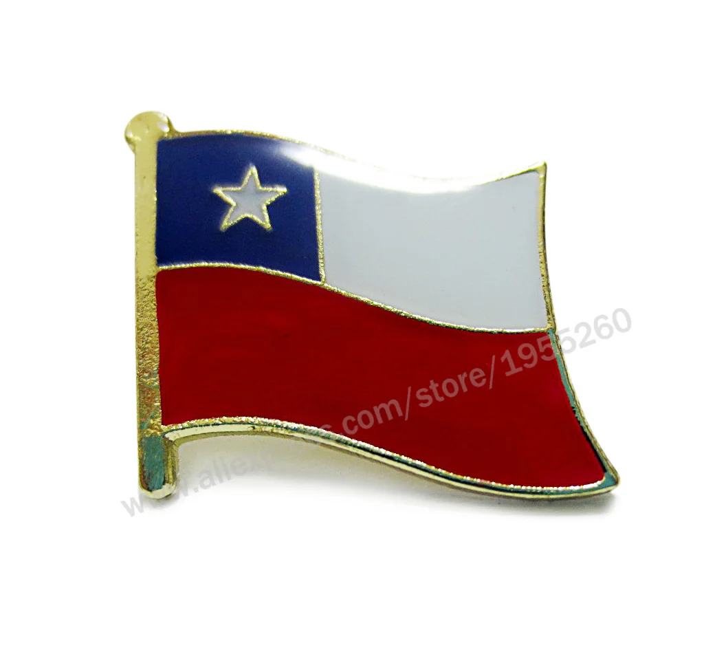 34 Chile Национальный флаг, металлический значок на лацкане, значок на булавке для флага по всему миру, США, Австралия, Австрия, Беларусь, Бельгия, Бразилия, Канада, Чили, Китай - Цвет: 34 Chile