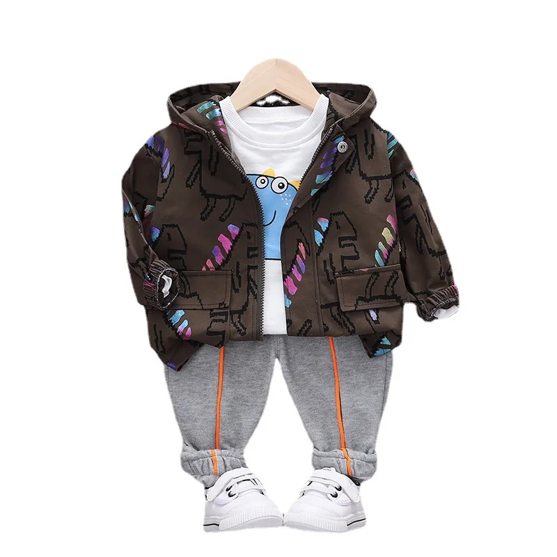 

New Autumn Baby Boys Clothes Children Girls Cartoon Hooded Jacket T-Shirt Pants 3Pcs/Sets Toddler Sports Costume Kids Tracksuits