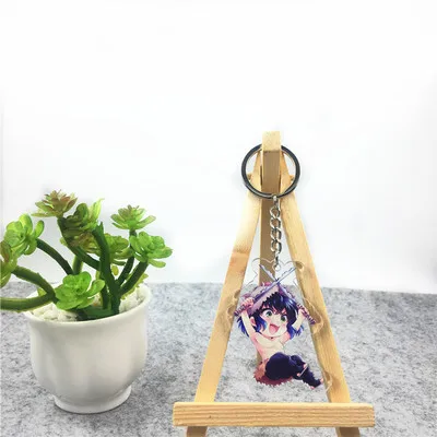 1-6 Аниме Demon Slayer Kimetsu no Yaiba брелок Kamado Tanjirou Nezuko Agatsuma Zenitsu Rengoku Kyoujurou cute fun акриловое кольцо для ключей - Цвет: 1-6