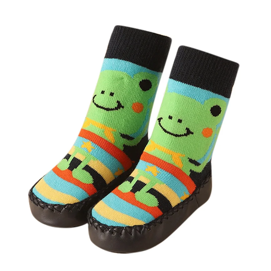 Mint Green Носки детские Нескользящие носки для маленьких мальчиков и девочек милые Мокасины с рисунком; нескользящие домашние носки-тапочки теплые нескользящие носки - Цвет: Mint Green