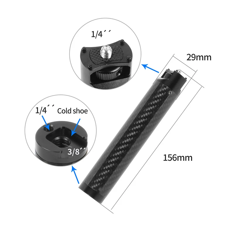 Carbon Fiber Handle Gimbal Grip 1/4" Cold Shoe Mount Adapter for Zhiyun WEEBILL S LAB Stabilizer Handgrip for Monitor Microphone handheld gimbal accessories