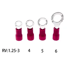 100/200 pieces RV 1.25-6 red 22-16 AWG 0.5-1.5mm2 insulated ring terminal connector cable connector RV1.25 series