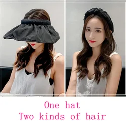 Chapeau à coque pour femmes, pare soleil vide, haut anti ultraviolet, chapeau pliant d'été, chapeau de plage à grand bord 