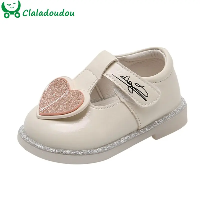 Ботинки из ПУ кожи для маленьких девочек с сердечками на мягком ремешке 13 5 15 см|Кожаная обувь| |