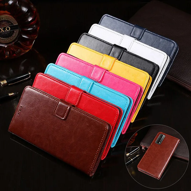 For Huawei Y7A Case 6.67 inch Magnetic Flip Crazy Horse Pattern Leather Case For Huawei Y7A Case Wallet Cover huawei pu case