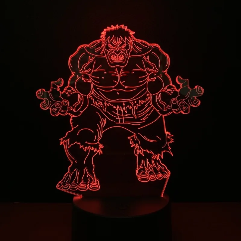 Avengers 3D Lamp USB RGB Nightlight Hulk Touch Sensitive Light Kids Sleep LED Light Remote Control Table Lamp