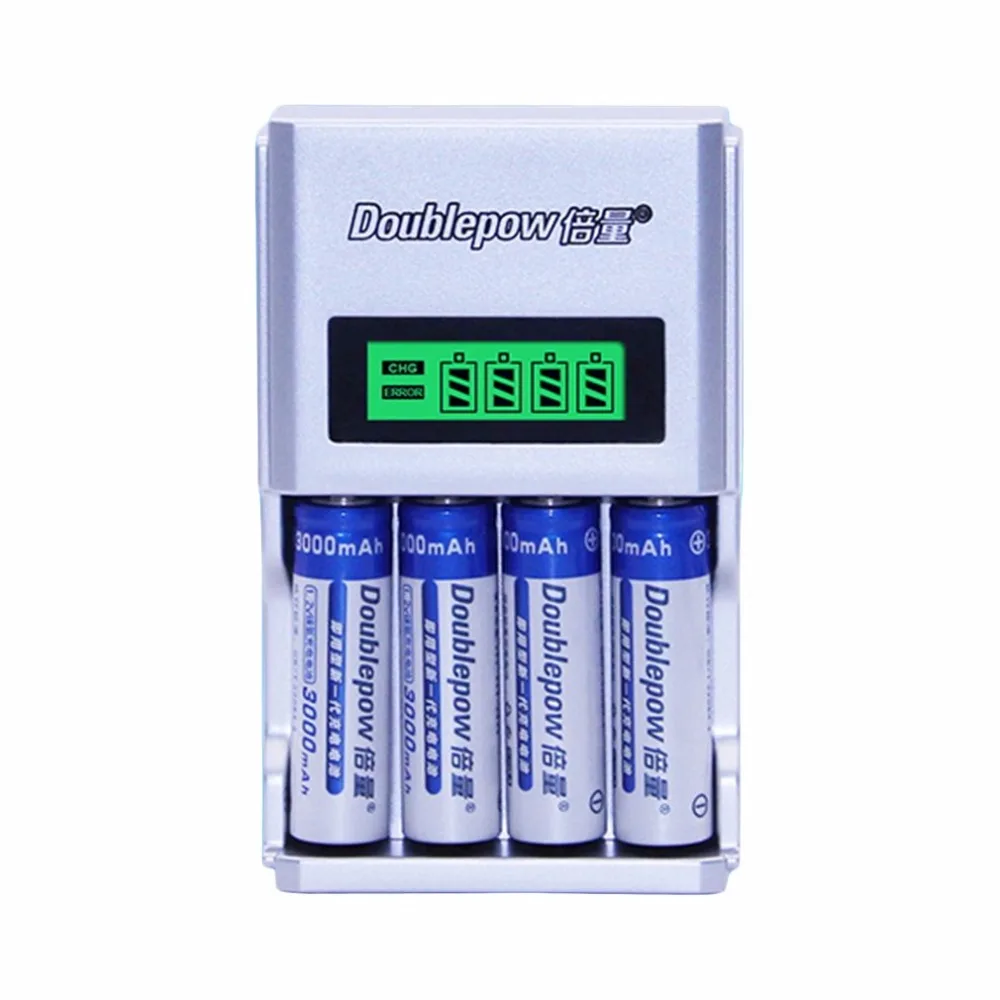 Doublepow 4 шт./компл. 3000mah AA металл-гидридных или никель Перезаряжаемые Батарея+ Универсальный AA AAA ЖК-дисплей Дисплей Батарея Зарядное устройство