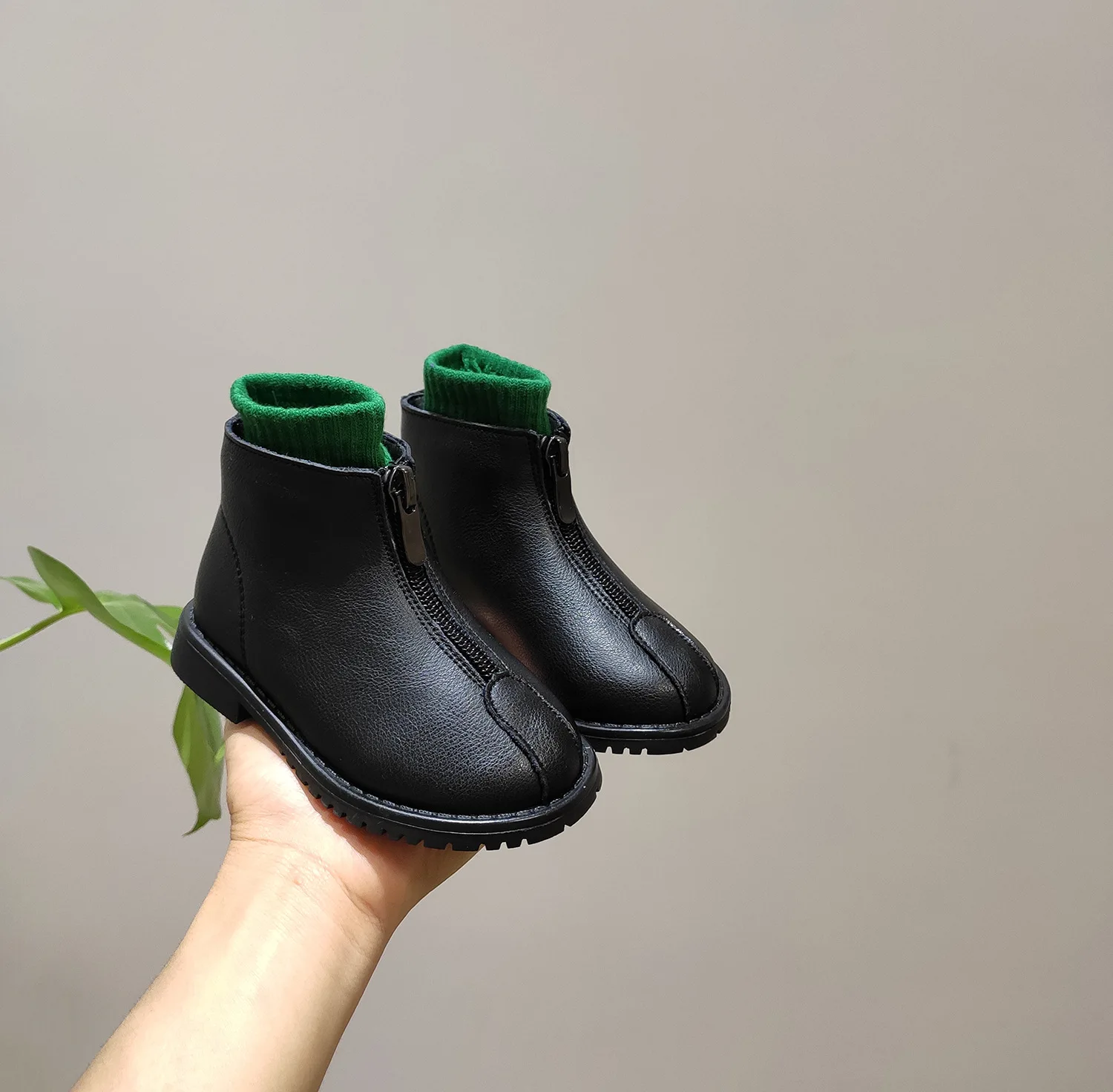 Boots for Toddler Girl Genuine Leather Children Boots Front Zipper Girls Martin Boots Soft Leather Kids Princess Shoes
