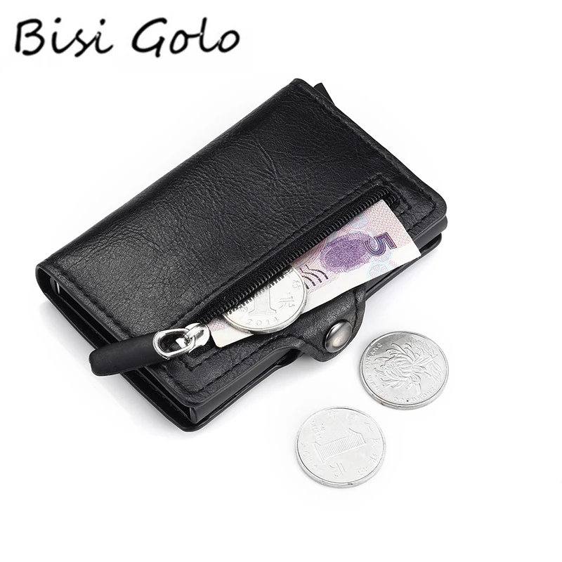 

BISI GORO Short Card Wallet PU Leather Card Holder RFID Blocking Money Bag Safety Multifunctional Card Case for Men and Women