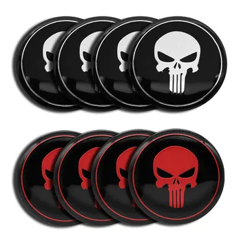 

4pcs 56mm Skull The Punisher logo car emblem Wheel Center Hub Cap Rim refit badge decoration cover sticker Car accessories