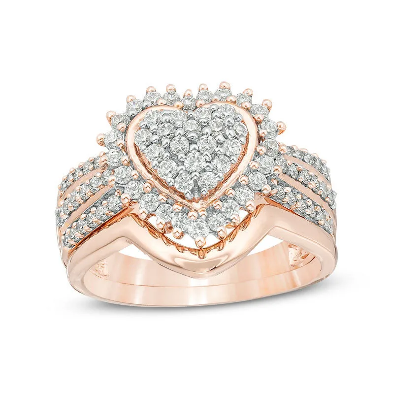 Кольца для влюбленных с сердечком, наборы 925 пробы серебряных колец с камнями AAAAA, обручальные кольца для женщин, Свадебные вечерние ювелирные изделия
