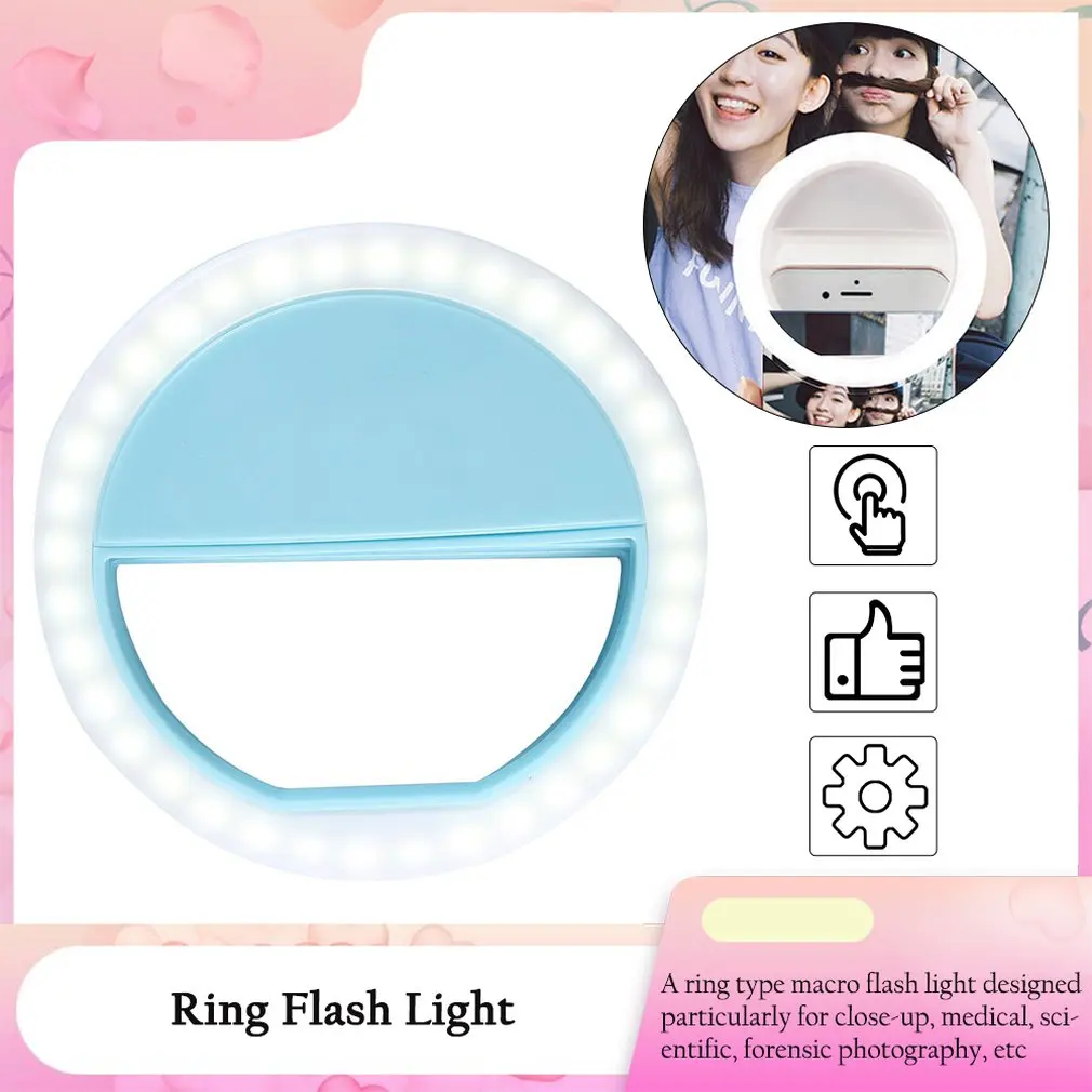 

Universal Selfie LED Ring Flash Light Portable Mobile Phone 36 LEDS Selfie Lamp Luminous Ring Clip For iPhone 8 7 6 Plus Samsung