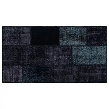 

Handmade Black Vintage Overdyed Patchwork Area Rug 080x150 Cm-2'7''X4'11''