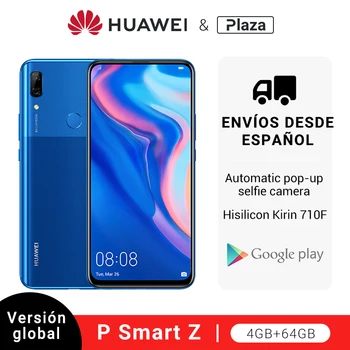 Перейти на Алиэкспресс и купить Глобальная версия смартфона Huawei P Smart Z 4 Гб 64 Гб Kirin 710F, Восьмиядерный, автомобильная всплывающая фронтальная камера 6,59 ''NFC 4000 мАч