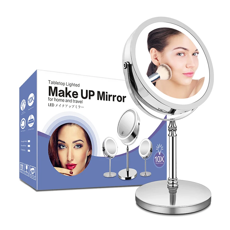 

JLAPRIRA Makeup Mirror Light 6 Inch Portable Mirror Lamp 360 Degree Rotating 10X Magnifying Mirror Lights