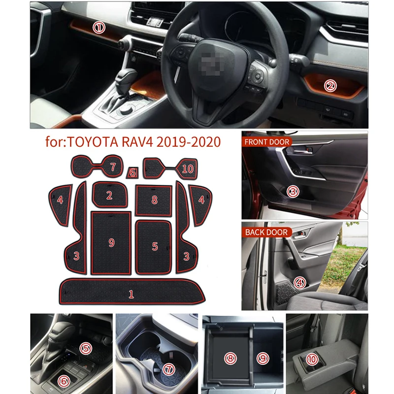 Anti-slip Car Door Rubber Cup Cushion Red Gate Slot Pad for Toyota RAV4 XA50 RAV 4 50 MK5 2019 2020 Interior Mat Accessories Anti-slip Car Door Rubber Cup Cushion Red Gate Slot Pad for Toyota RAV4 XA50 RAV 4 50 MK5 2019 2020 Interior Mat Accessories