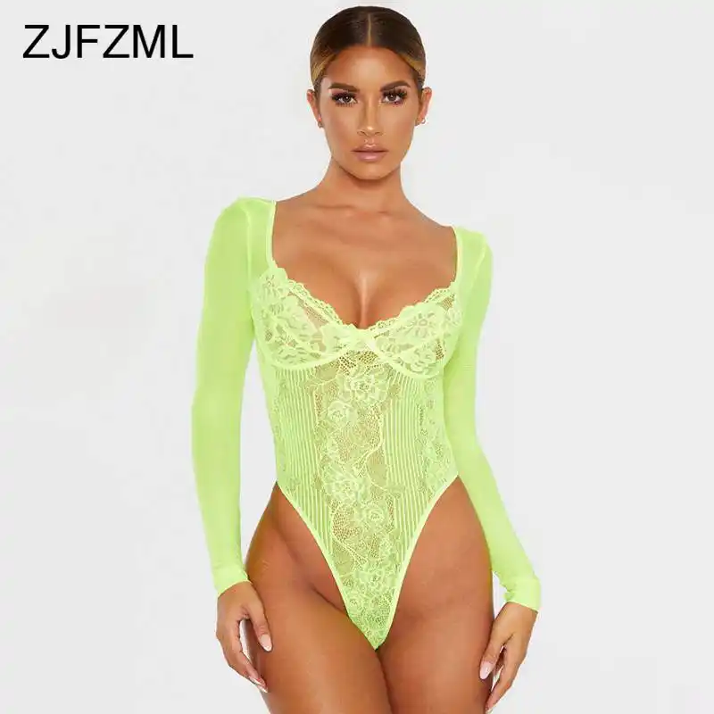 neon green lace jumpsuit