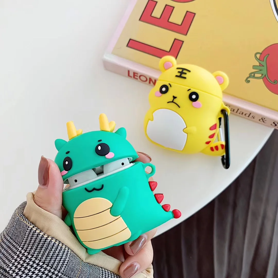 Милый чехол для наушников Airpods 2 Чехол мультяшный Кот помидор Apple Air pods силиконовый