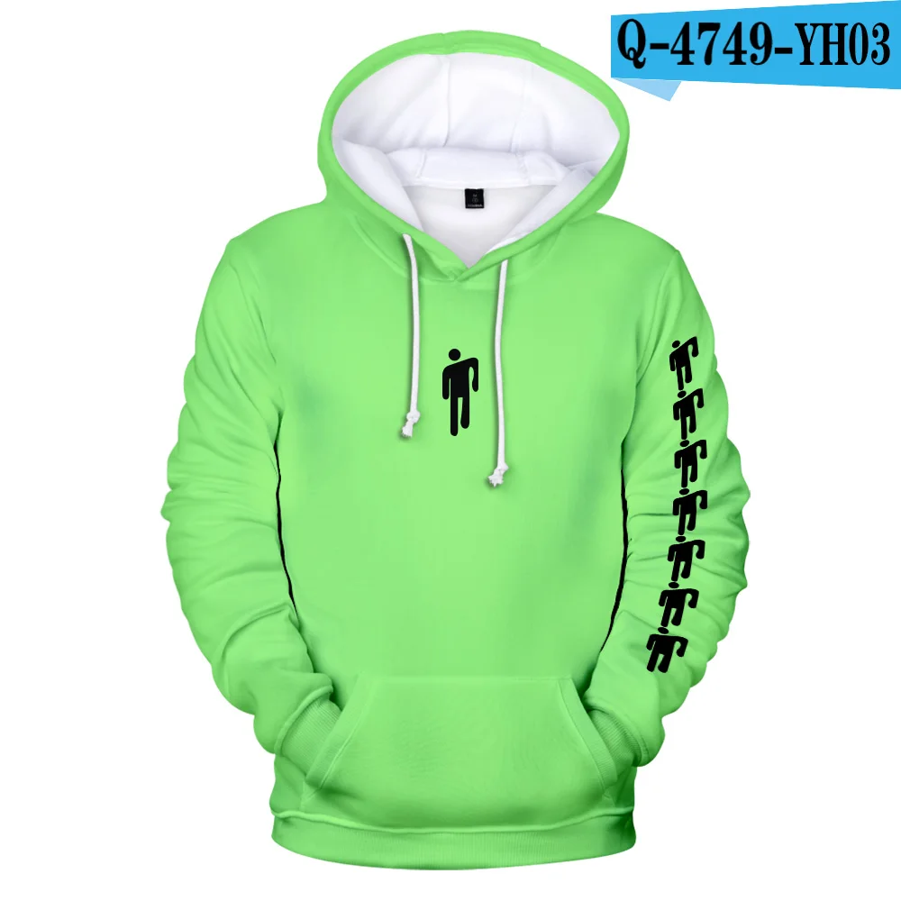 3D NEON GREEN Забавные худи Billie Eilish Harajuku неоновый зеленый 3D, Толстовка для мужчин/женщин, Весенняя Повседневная Толстовка с капюшоном в стиле хип-хоп Харадзюку, одежда - Цвет: 3D NEON GREEN