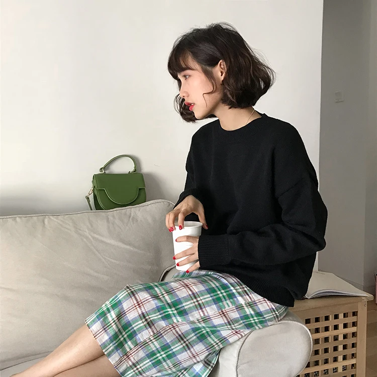 Basic Knit O-Neck Jumpers Women Sweater Casual Loose Winter Long Sleeve Sweater Women Pullovers Streetwear 2 orders