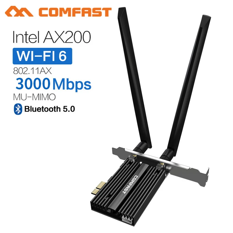 Двухдиапазонный 3000 Мбит/с Intel AX200 PCIe Беспроводной Wi Fi 6 Адаптер 2 4G/5 ГГц 802.11AX/AC Bluetooth