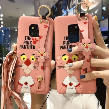 

Pink panther case for Huawei Nova5/5i cute cartoon cover mate 20 pro soft shell P30pro Honor 20 kickstand girl gift nova 4 strap