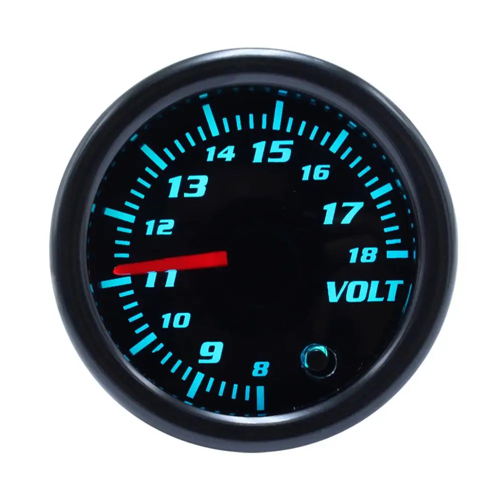 

7 Colors 2 Inches(52mm) 8-18V Voltmeter Black Face Only for 12V vehicles Car Boat