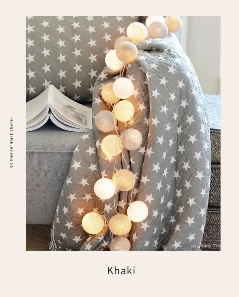 Сказочный светильник s гирлянда светодиодный светильник с хлопковыми шариками гирлянда наружные украшения для рождественской елки Ночная лампа для салона отдыха торговый центр