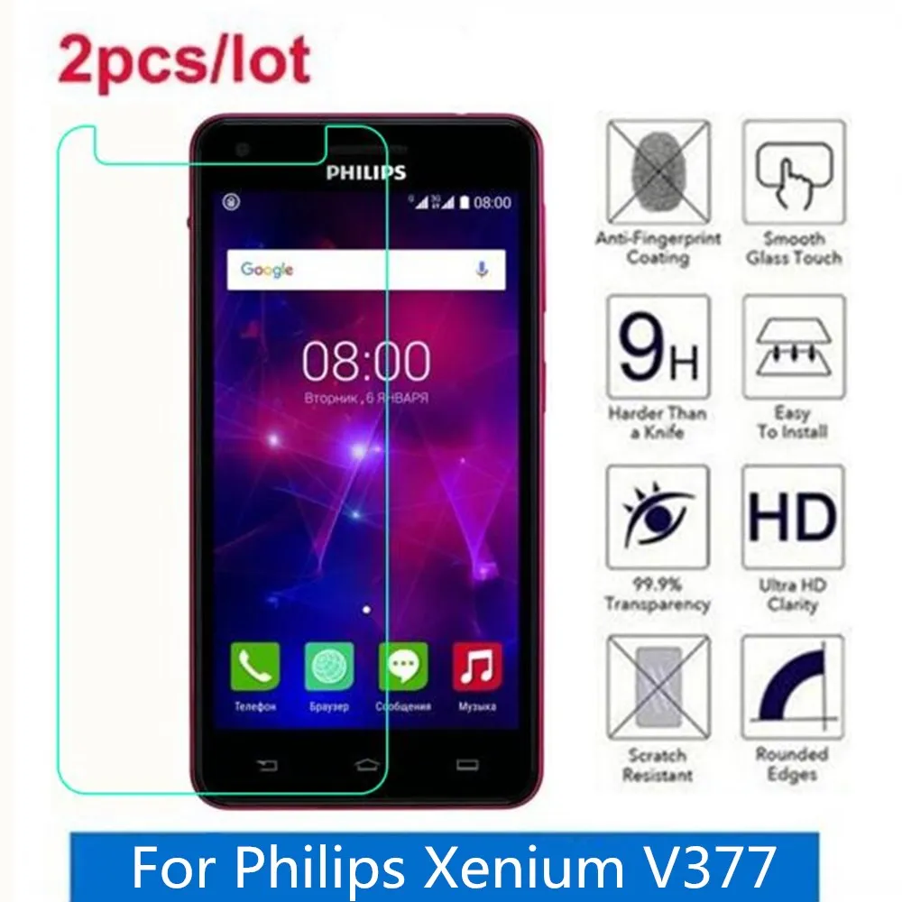 Tempered Glass For Philips Xenium V377 2.5D Premium Screen Protector Film On Protective | Мобильные телефоны и аксессуары