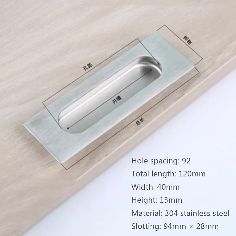 silver CC92mm Черная ручка раздвижной двери, встроенная скрытая дверь ручка, 304 нержавеющая стальной шкаф с ящиками Скрытая пряжка, раздвижная дверь - Цвет: silver CC92mm