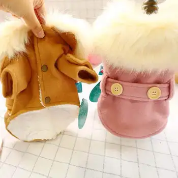 

Beautiful pet dog clothes, luxurious thick coat with big fur collar in winter, suitable for small and medium-sized dogs