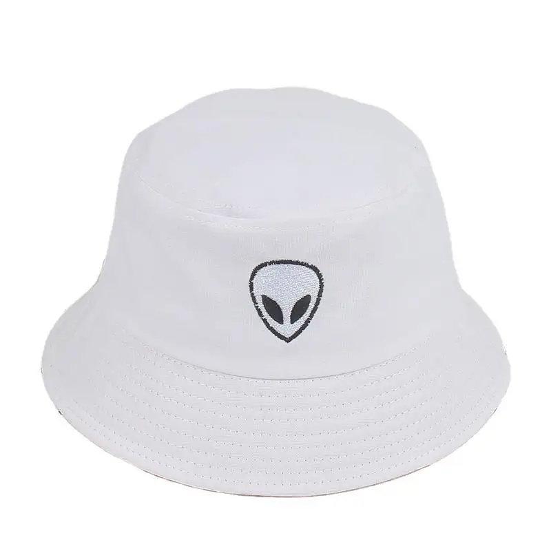 Sun Hats Sun Hat Bucket Hats Sunscreen Hats Black White Solid Alien Bucket Hat Unisex Caps Hip Hop Men Women Summer Panama Cap Beach Sun Fishing Hats Cotton