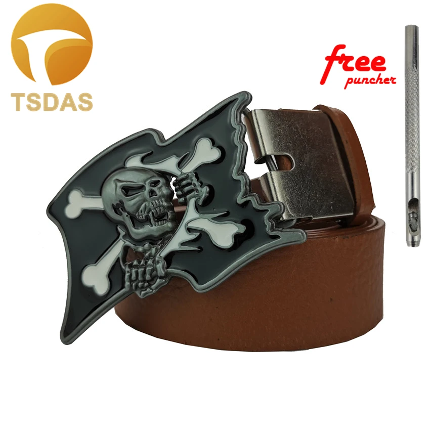 Черная пряжка для ремня с черепом металлической ковбойской головкой пряжкой на