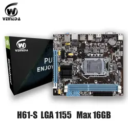 VEINEDA Оригинальное H61-S настольное гнездо для материнской платы LGA 1155 для Intel Core i3 i5 i7 DDR3 памяти 16G uATX H61 PC материнская плата