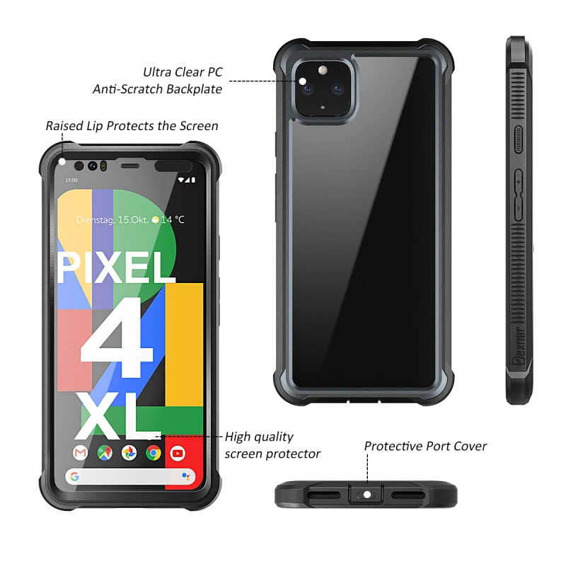 Роскошный жесткий защитный чехол для экрана для Google Pixel 4 XL, чехол, PC, TPU, силикон, защита 360, shpock, чехол, Capa Funda