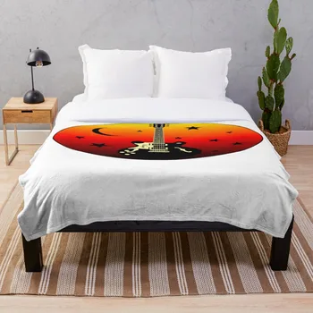 

Drop Shipping Printed Throw Blanket Sherpa Fleece Soft Blanket Flannel Rug Home Decoration For Bed Old Guitar Moon Stars