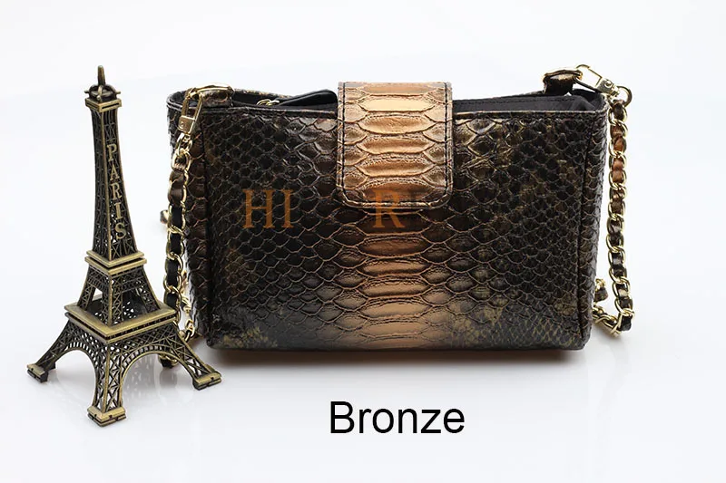 HIGHREAL Новая модная цепочка-змейка сумки на плечо высокое качество Змеиный узор сумка через плечо дорожная сумка Прямая поставка - Цвет: Bronze