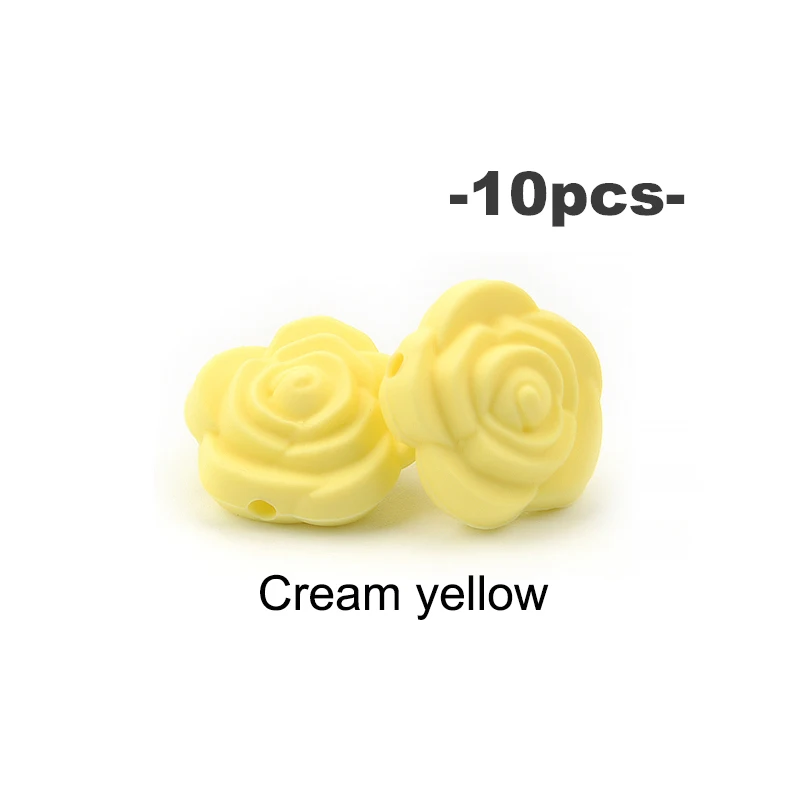 Elegant Rose Flower Silicone Bead Set for DIY Jewelry and Crafts (10 pcs)