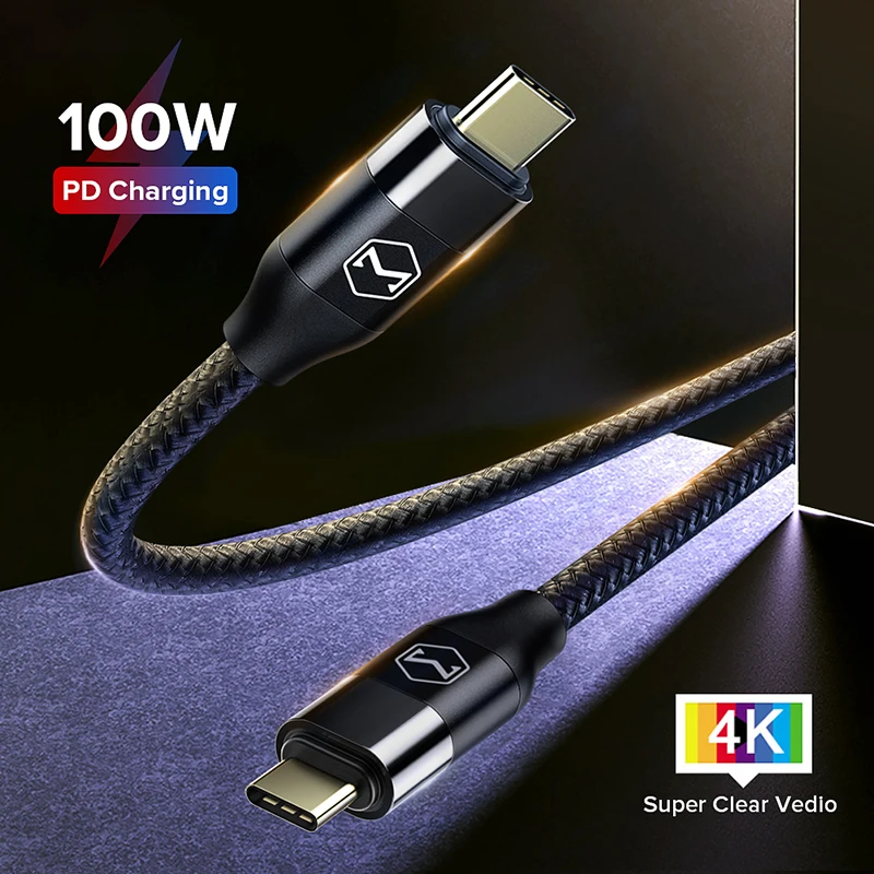 Зарядный кабель MCDODO 100 Вт 3 А Тип C на USB PD быстрая зарядка 0 аудио 4K к телевизору Type