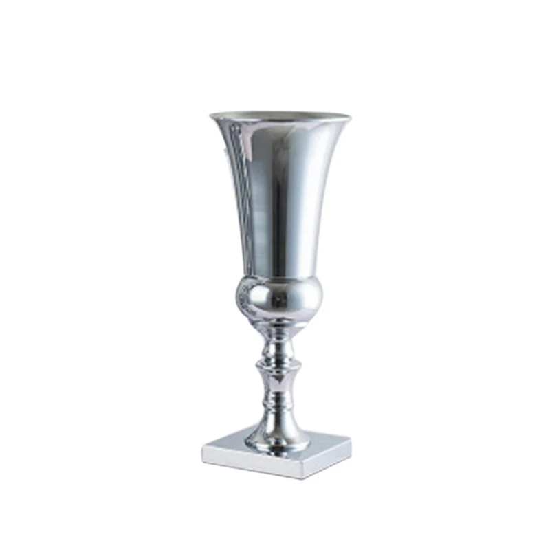 

Romantic Iron Vase 400mm*190mm Large Stunning Silver Gold Iron Flower Vase Urn Wedding Table Centrepiece Home Decorations