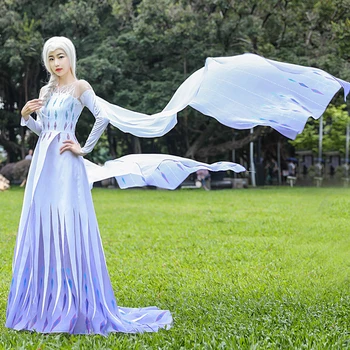 

2020 New Anna Elsa Adult Cosplay Dress Christmas Birthday Party Frozen 2 Elsa White Tube Top Long Dress Pants Halloween Set