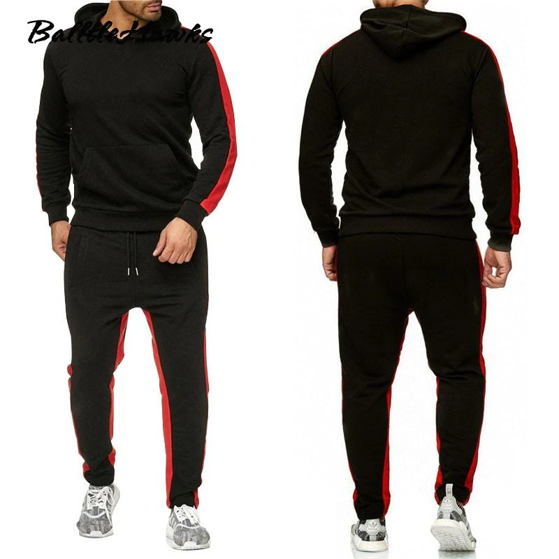 Chándal de invierno para hombre, traje polar de moda, deportivo para correr, conjunto de Sudadera con capucha, ropa deportiva, traje indefinido rojo y negro|Conjuntos para hombres| - AliExpress