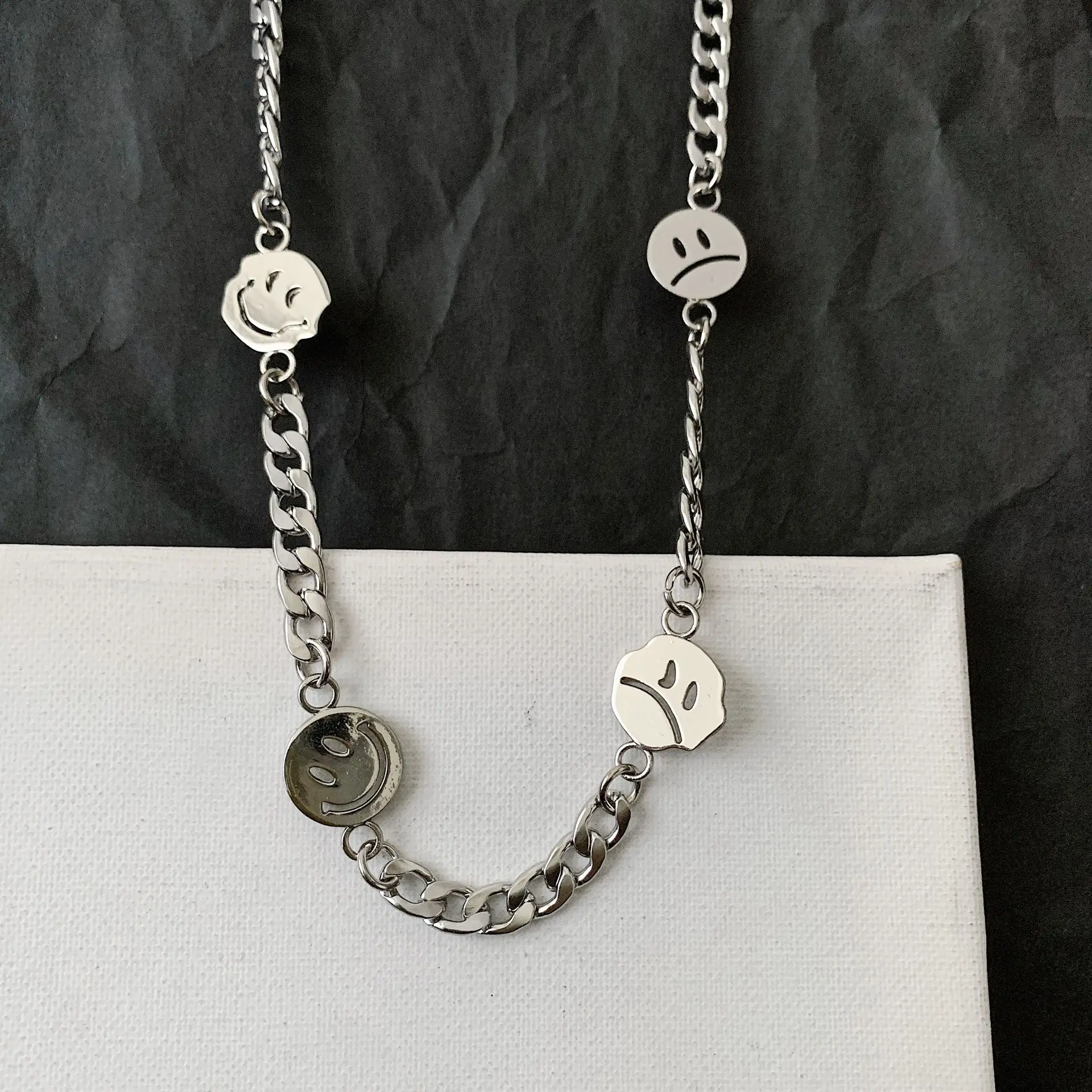 Couple Necklace Face-Street Hip-Hop Smile Titanium-Steel Fashion Women Trendy And Ins