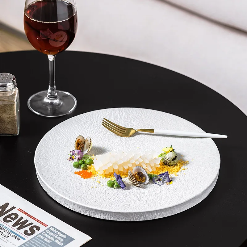 

Матовая керамическая утолщенная обеденная тарелка, однотонная круглая тарелка для стейка, паста, Бытовая Кухня, столовая посуда для отеля