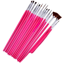  15Pcs Nail Art Brushes Set Professional Line Flower Painting Coating Shaping Flat Fan Angle Pen Carving Pen UV Gel Manicure Tool 